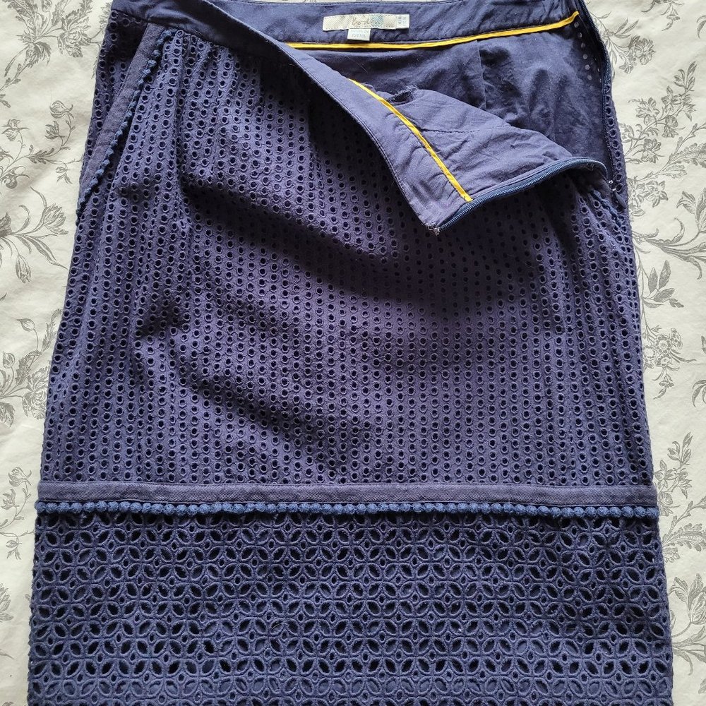 Boden 4 Cotton Crochet Eyelet pencil Skirt Pockets Office‎ Casual Prep Academy